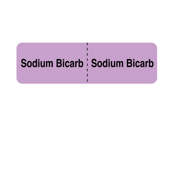 IV Drug Line Label - Sodium Bicarb/Sodium Bicarb 7/8"x3" Violet w/Blk